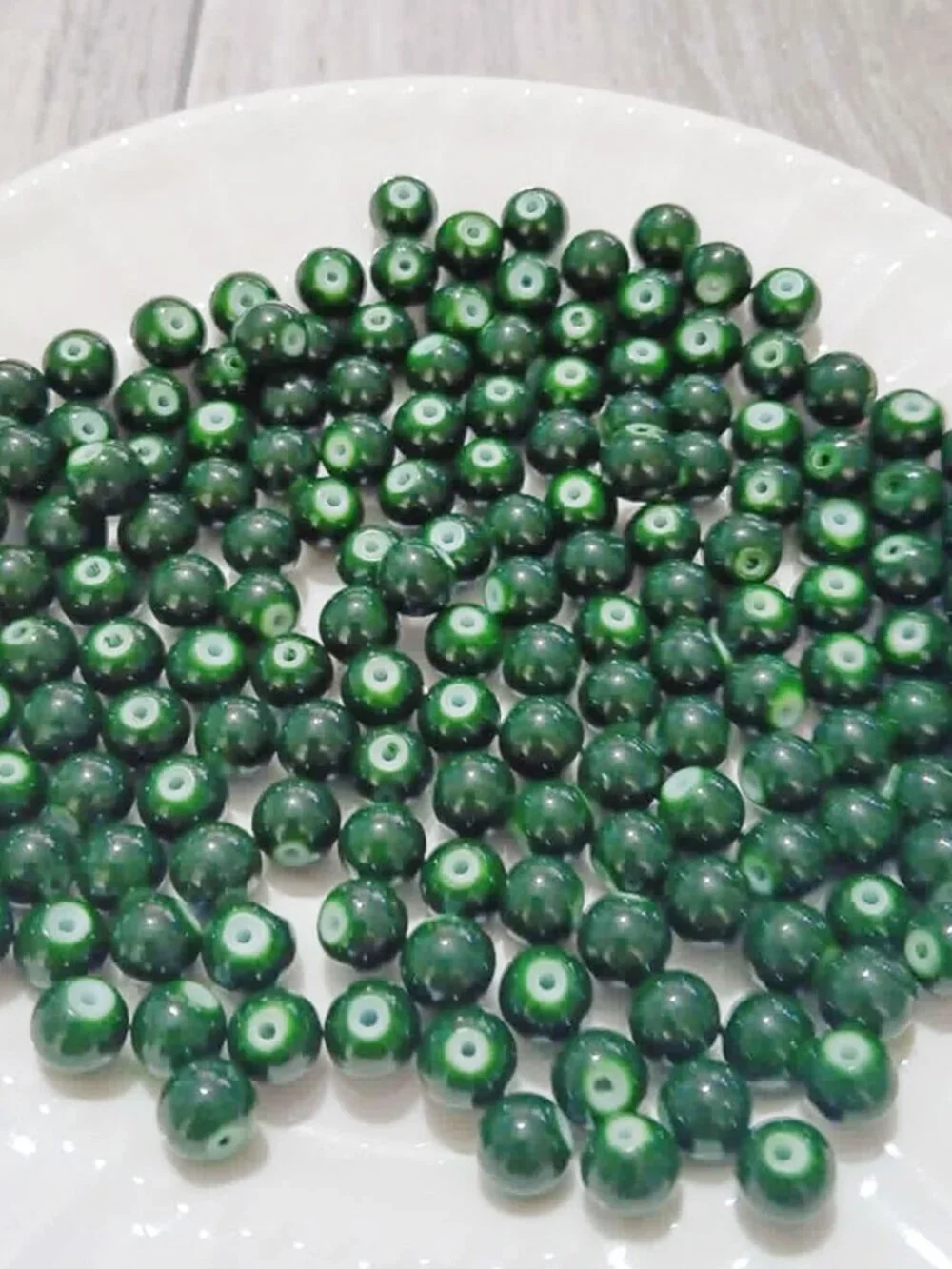 Bulk Lot of 8mm Dark Green Glass Beads